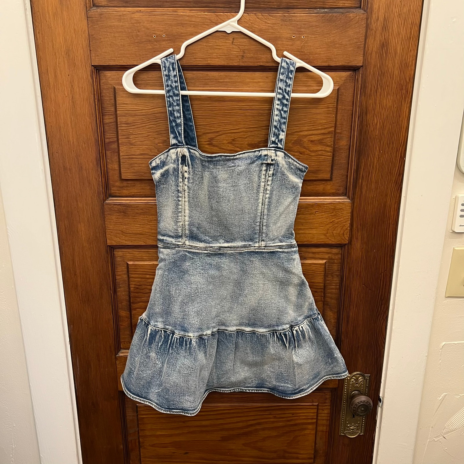 Amanda Uprichard Women's Piper Romper Denim Mid Wash Sz Xs Nwt's $224
